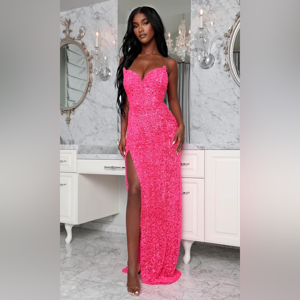 Moda Glam Dita strapless sequin embellished gown